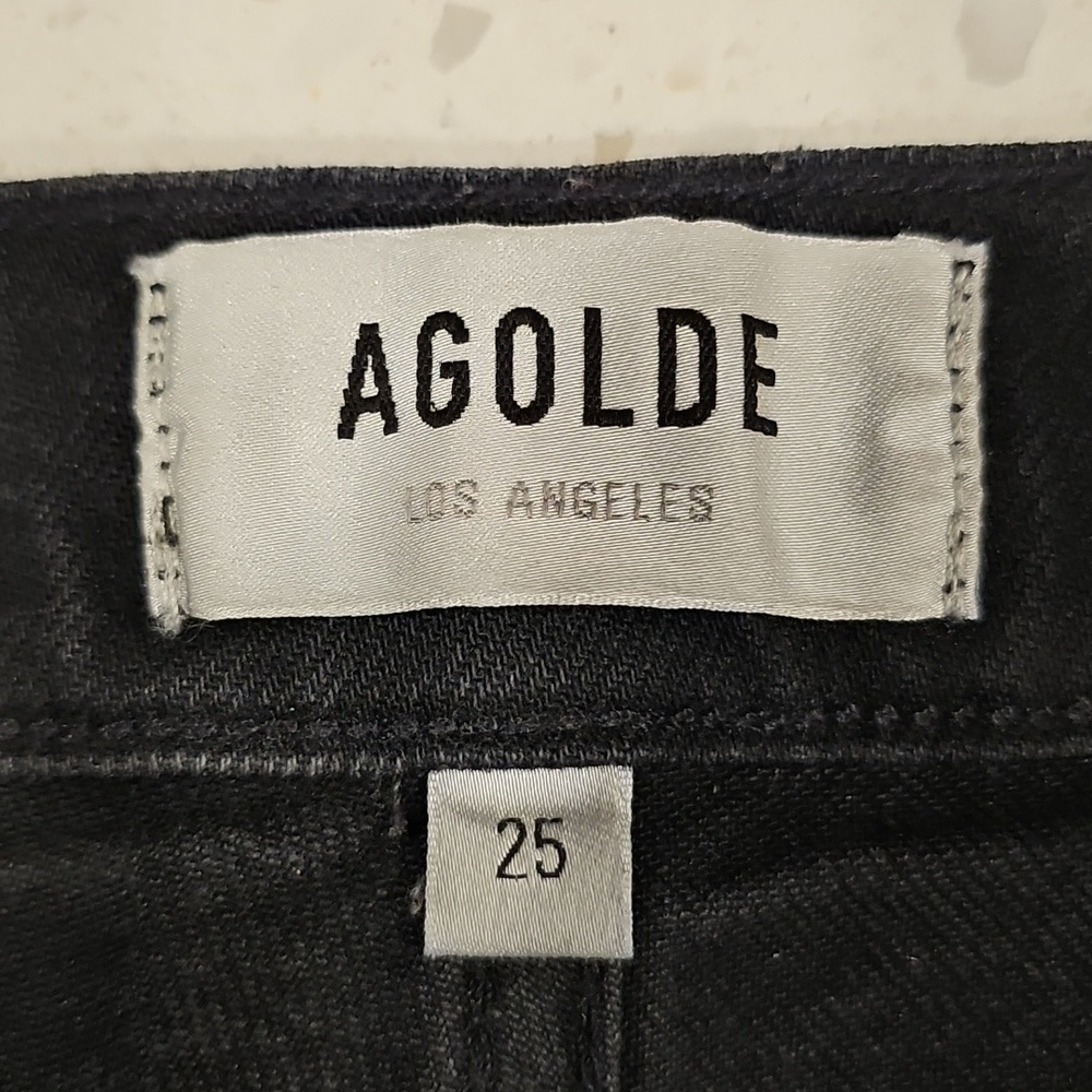 AGOLDE Los Angeles Light Black Women's Riley Straight Crop Jeans sz 25 - Picture 9 of 9
